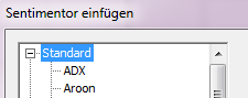 Standard-Sentimentor einfügen Dialog